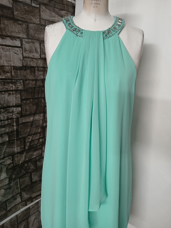Cb Established 1962 Dresses & Skirts - Beaded Halter Midi in Aqua Green Women's Evening Dress.